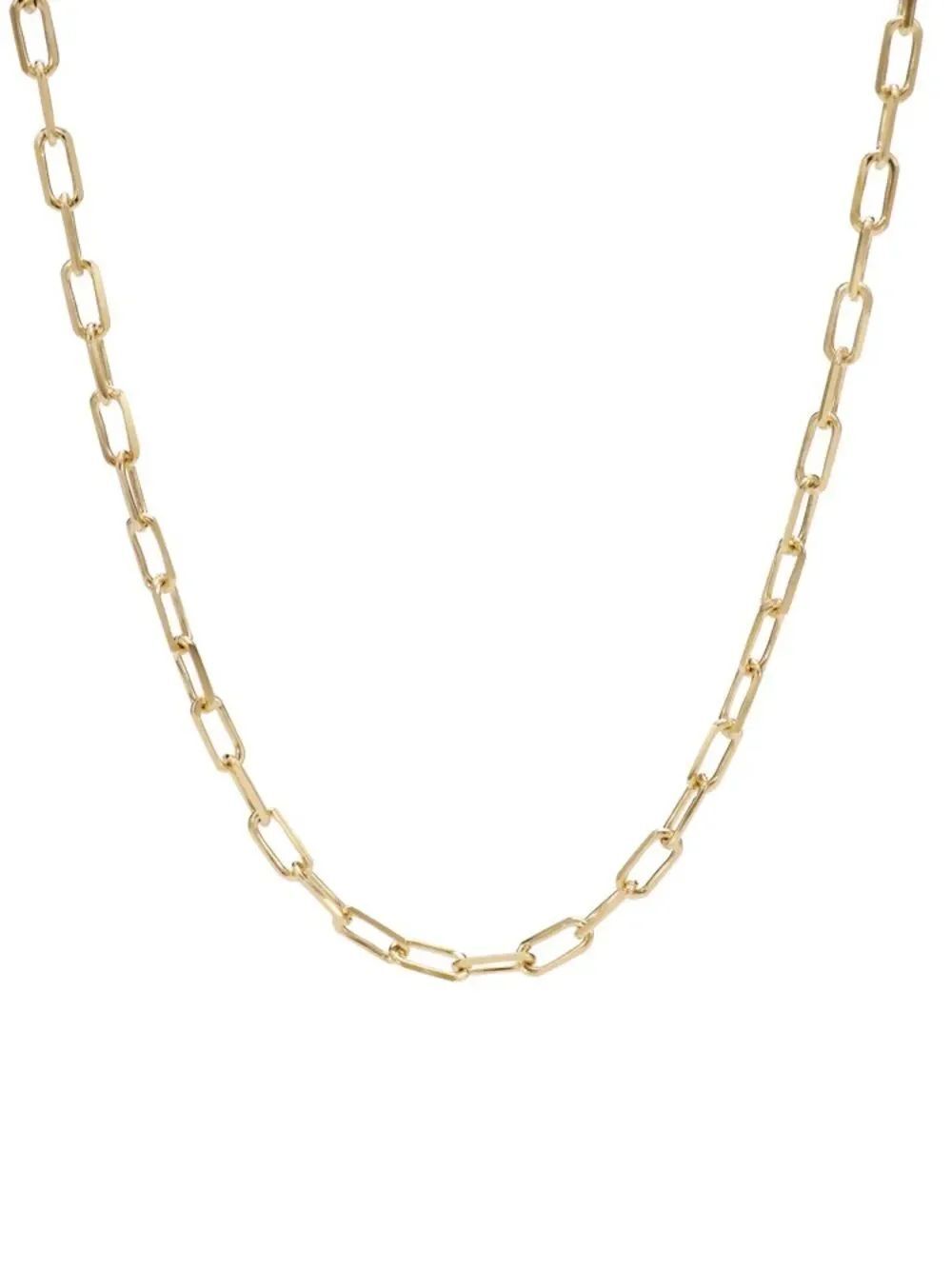 Gold Paperclip Link Necklace for Women